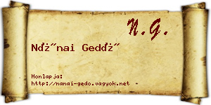 Nánai Gedő névjegykártya